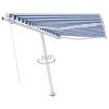 Freestanding Manual Retractable Awning – 300×250 cm, Blue and White