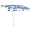 Freestanding Manual Retractable Awning – 300×250 cm, Blue and White