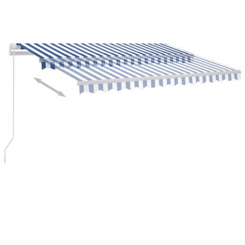 Freestanding Manual Retractable Awning – 300×250 cm, Blue and White