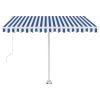 Freestanding Manual Retractable Awning – 300×250 cm, Blue and White