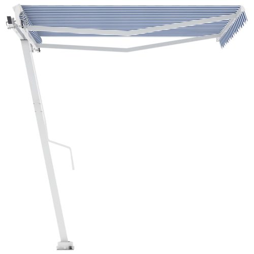 Freestanding Manual Retractable Awning – 300×250 cm, Blue and White