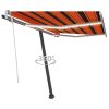 Manual Retractable Awning with LED – 300×250 cm, Orange and Brown