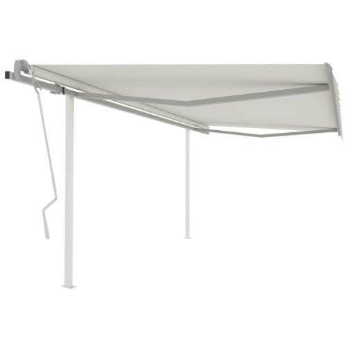 Manual Retractable Awning with Posts – 4×3 m, Cream
