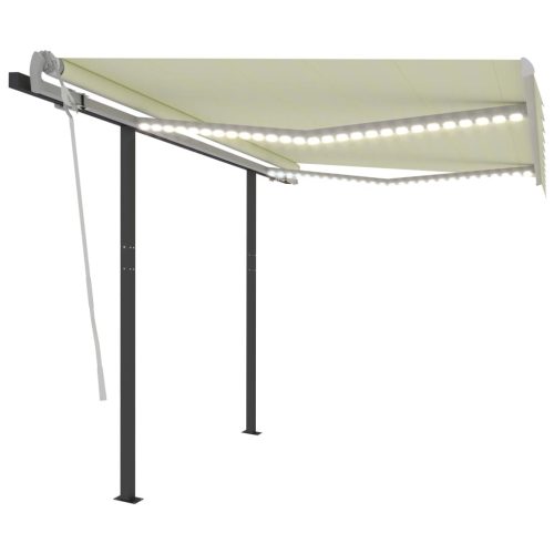 Manual Retractable Awning with LED – 3×2.5 m, Cream