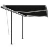 Manual Retractable Awning with Posts – 3.5×2.5 m, Anthracite