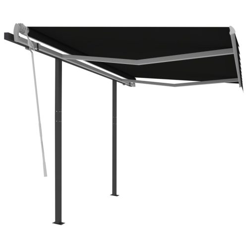 Manual Retractable Awning with Posts – 3.5×2.5 m, Anthracite