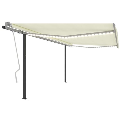 Manual Retractable Awning with LED – 4×3 m, Cream