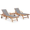 Sun Lounger with Cushion Solid Teak Wood