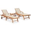 Sun Lounger with Cushion Solid Teak Wood