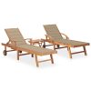 Sun Lounger with Cushion Solid Teak Wood