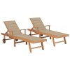 Sun Lounger with Cushion Solid Teak Wood