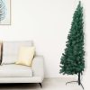 Artificial Half Christmas Tree with LED&Stand Green PVC – 180×110 cm, Green