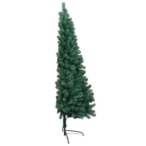 Artificial Half Christmas Tree with LED&Stand Green PVC – 180×110 cm, Green