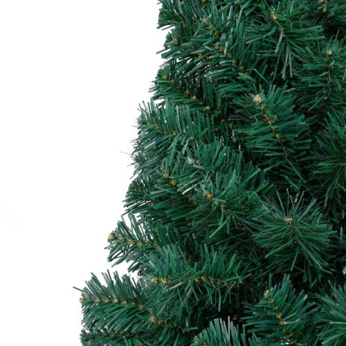 Artificial Half Christmas Tree with LED&Stand Green PVC – 180×110 cm, Green