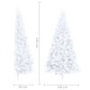 Artificial Half Christmas Tree with LED&Stand Green PVC – 210×120 cm, White