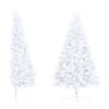 Artificial Half Christmas Tree with LED&Stand Green PVC – 210×120 cm, White