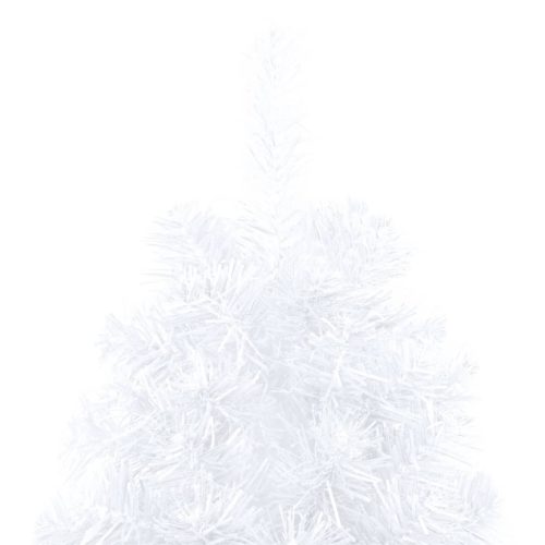 Artificial Half Christmas Tree with LED&Stand Green PVC – 210×120 cm, White