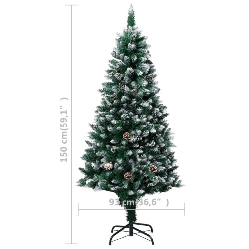 Artificial Christmas Tree LEDs&Pine Cones&White Snow – 150×93 cm