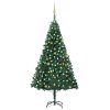 Artificial Christmas Tree with LEDs&Ball Set PVC – 240×125 cm, Green and Gold