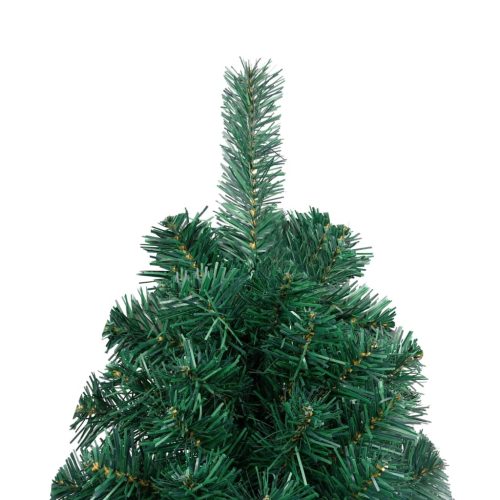 Artificial Half Christmas Tree with LEDs&Ball Set – 150×95 cm, Green and Grey