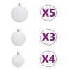 Artificial Half Christmas Tree with LEDs&Ball Set – 150×95 cm, Green and Grey