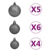 Artificial Half Christmas Tree with LEDs&Ball Set – 150×95 cm, Green and Grey