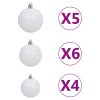 Artificial Half Christmas Tree with LEDs&Ball Set – 150×95 cm, Green and Grey