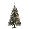 Artificial Christmas Tree LEDs&Ball Set PVC&PE – 210×130 cm, White and Gold