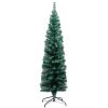 Slim Artificial Christmas Tree with LEDs&Ball Set – 150×43 cm, Green and Grey