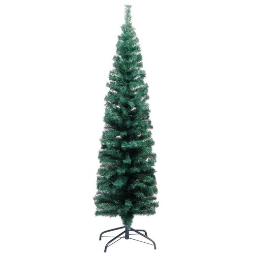 Slim Artificial Christmas Tree with LEDs&Ball Set – 150×43 cm, Green and Grey