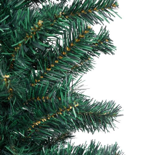 Slim Artificial Christmas Tree with LEDs&Ball Set – 150×43 cm, Green and Grey