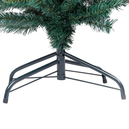 Slim Artificial Christmas Tree with LEDs&Ball Set – 150×43 cm, Green and Grey