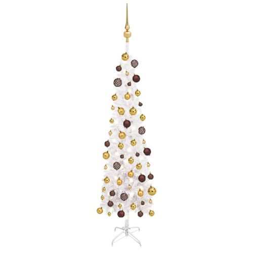 Slim Christmas Tree with LEDs&Ball Set – 120×38 cm, White and Gold