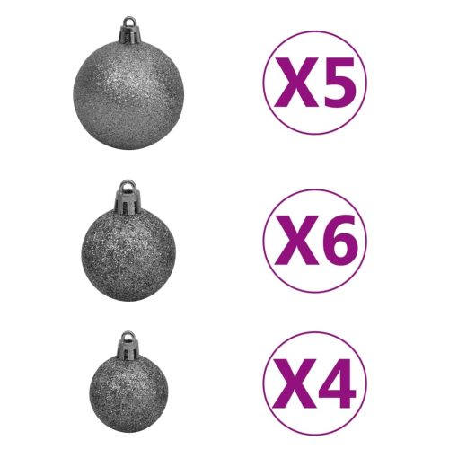 Slim Christmas Tree with LEDs&Ball Set – 120×38 cm, White and Grey