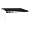 Automatic Retractable Awning with Posts – 450×300 cm, Anthracite