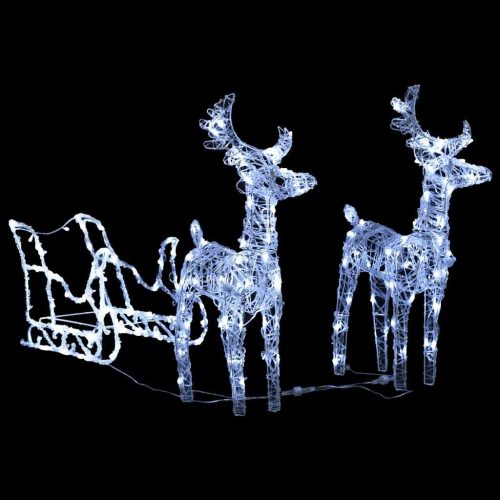 Reindeers & Sleigh Christmas Decoration 240 LEDs Acrylic – Cold White