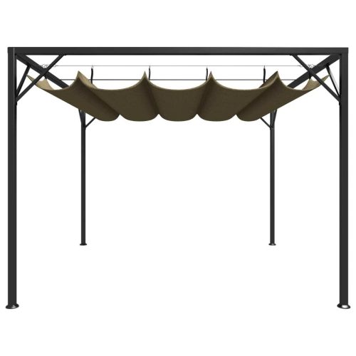 Garden Gazebo with Retractable Roof Canopy – Taupe