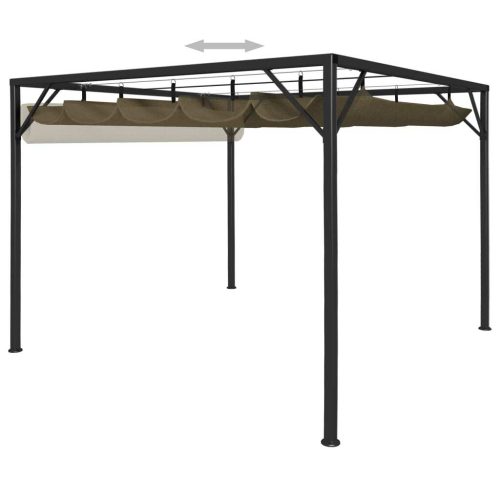 Garden Gazebo with Retractable Roof Canopy – Taupe