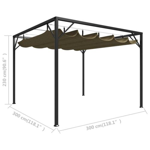 Garden Gazebo with Retractable Roof Canopy – Taupe