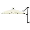 Wall-mounted Parasol with LEDs and Metal Pole 300 cm – Sand