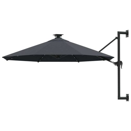 Wall-mounted Parasol with LEDs and Metal Pole 300 cm – Anthracite