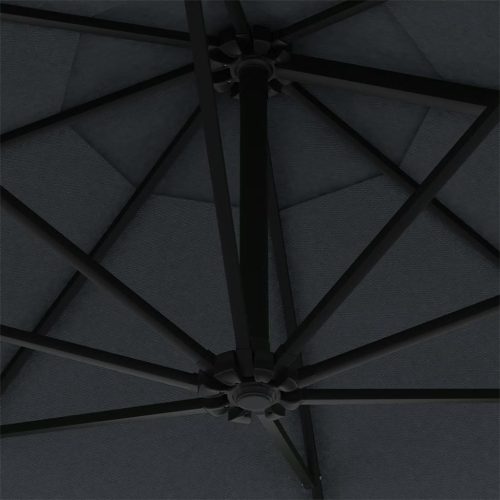 Wall-mounted Parasol with LEDs and Metal Pole 300 cm – Anthracite