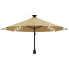 Wall-mounted Parasol with LEDs and Metal Pole 300 cm – Taupe