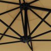 Wall-mounted Parasol with LEDs and Metal Pole 300 cm – Taupe