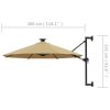 Wall-mounted Parasol with LEDs and Metal Pole 300 cm – Taupe