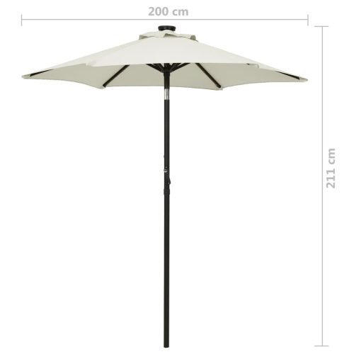 Parasol with LED Lights 200×211 cm Aluminium – Sand