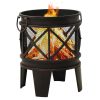 Rustic Fire Pit with Poker Φ42×54 cm Steel