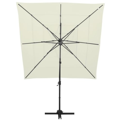 4-Tier Parasol with Aluminium Pole 250×250 cm – Sand