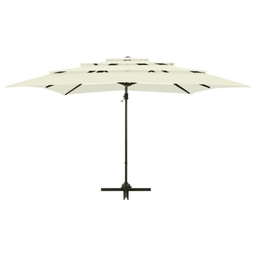 4-Tier Parasol with Aluminium Pole 250×250 cm – Sand