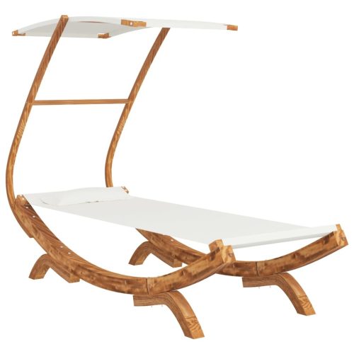 Outdoor Lounge Bed with Canopy Solid Bent Wood